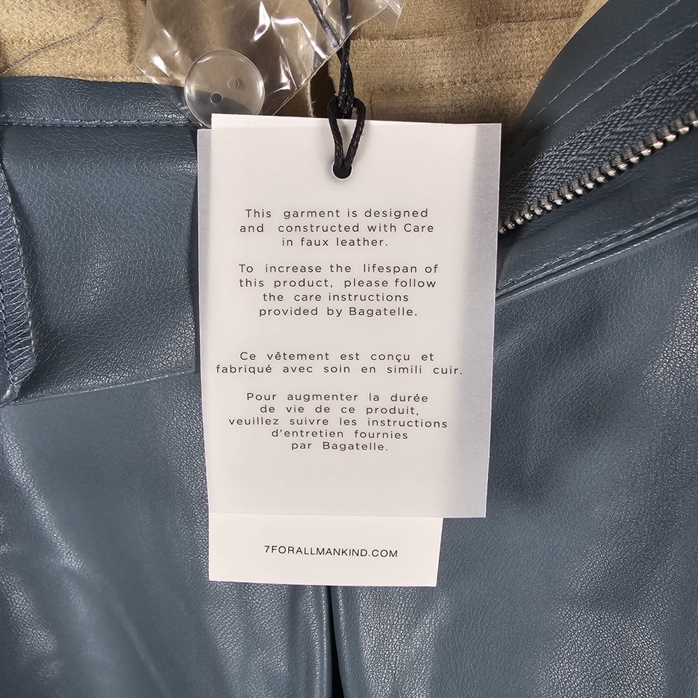 NWT‎ 7 for all mankind FAUX LEATHER Cargo Straight Pants Style 82336 Size SMALL - Picture 11 of 16